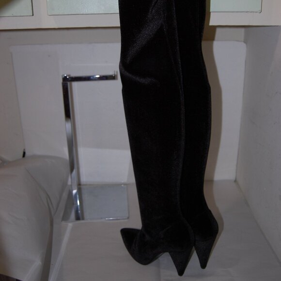 39/8.5 Stella Luna Stretch Velvet Leather Over Knee High Heels Thigh Hight Boots - Picture 2 of 11